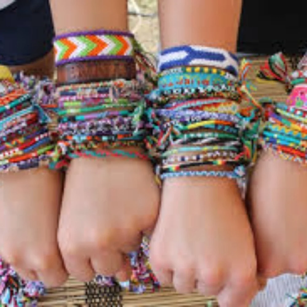 Bracelets Friendship set of 4 green orange yellow